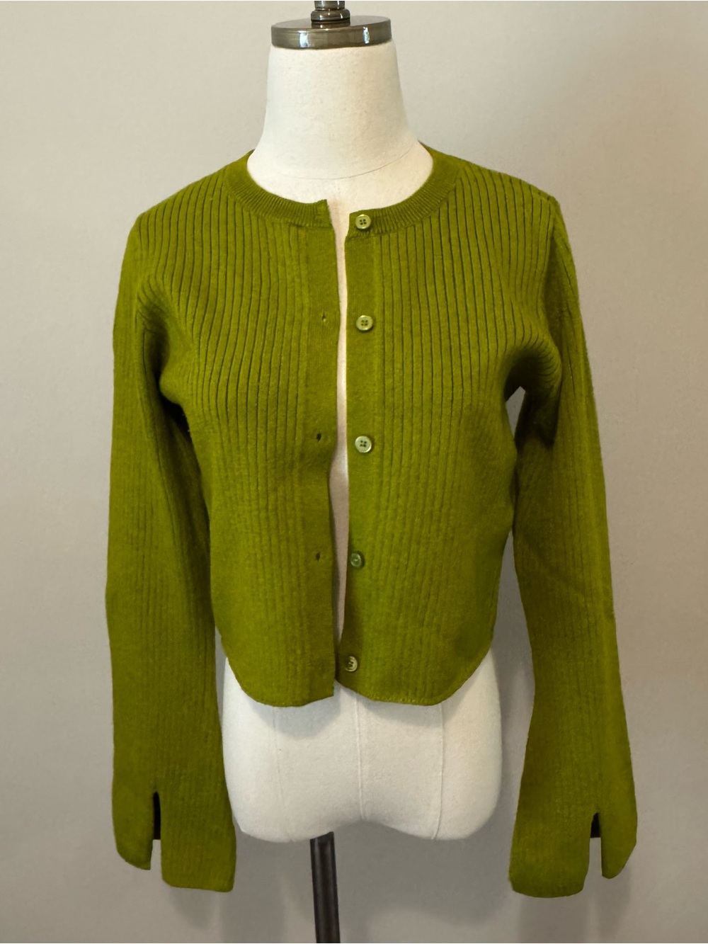 wild fable Olive Green Ribbed Button-Front Cardigan